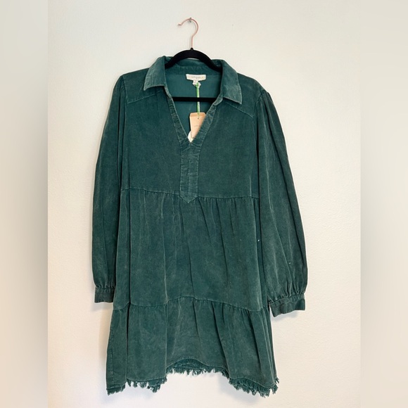 Emerald Green Corduroy Dress - Picture 1 of 6